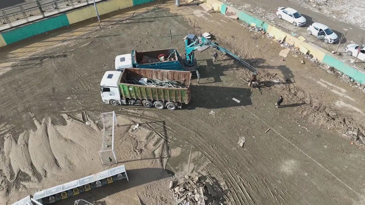 Sarıyer’de yıkılan Ayazağa Atatürk Stadı’nda çalışmalar havadan görüntülendi